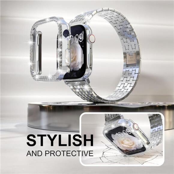 Compatible for Apple Watch Band 40mm Series 6/5/4/SE, Diamond Rhinestone Case - Picture 3 of 7